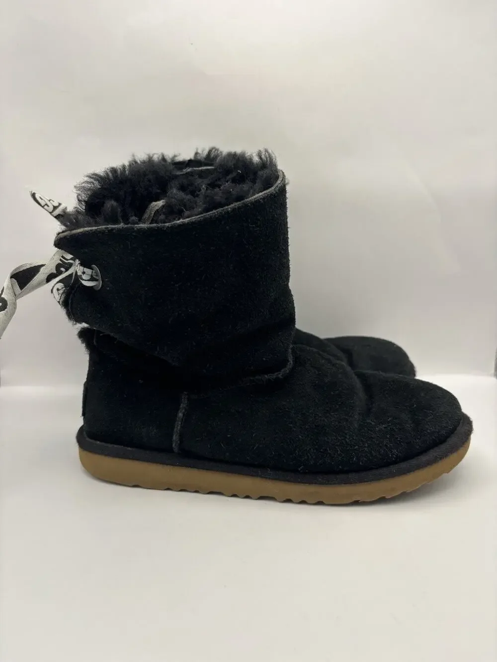 Ugg Bailey Bow II Black Boots Kids Size 5